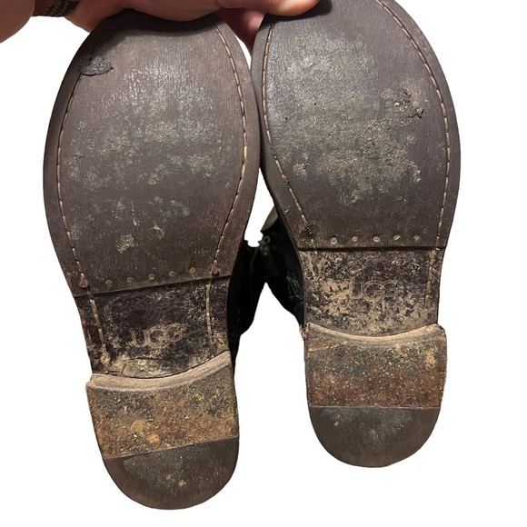 Ugg Australia Womens Black Conor Moto Boots size 6.5 Leather Side Zip 1001832 - Picture 10 of 11